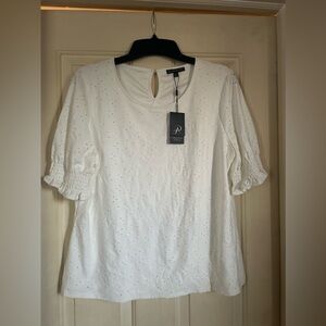 Adrianna Papell NWT Women's XL Ivory Short Sleeve Blouse